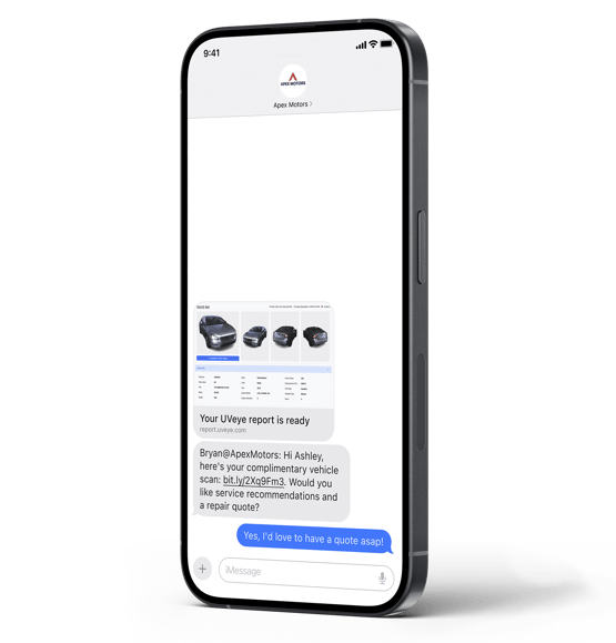 UVEYE & Kimoby integration sending a SMS to a customer on a phone