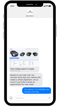 Uveye mockup retargeting customer via SMS