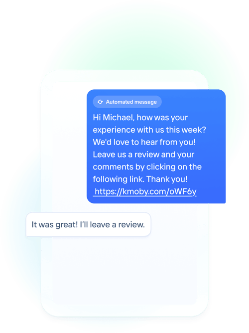 SMS asking customer to leave a review online