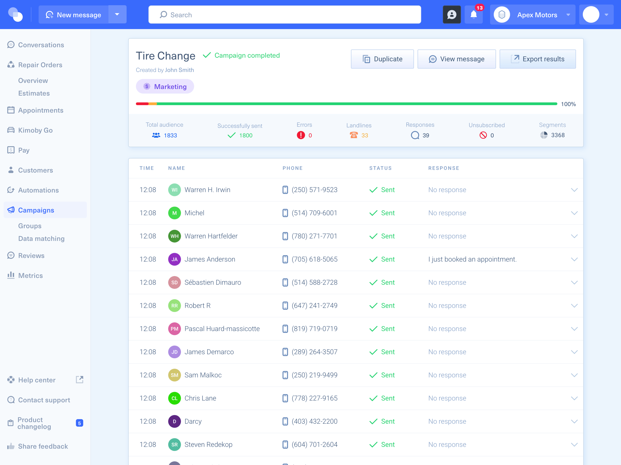 Sending fixed ops campaigns with kimoby updated