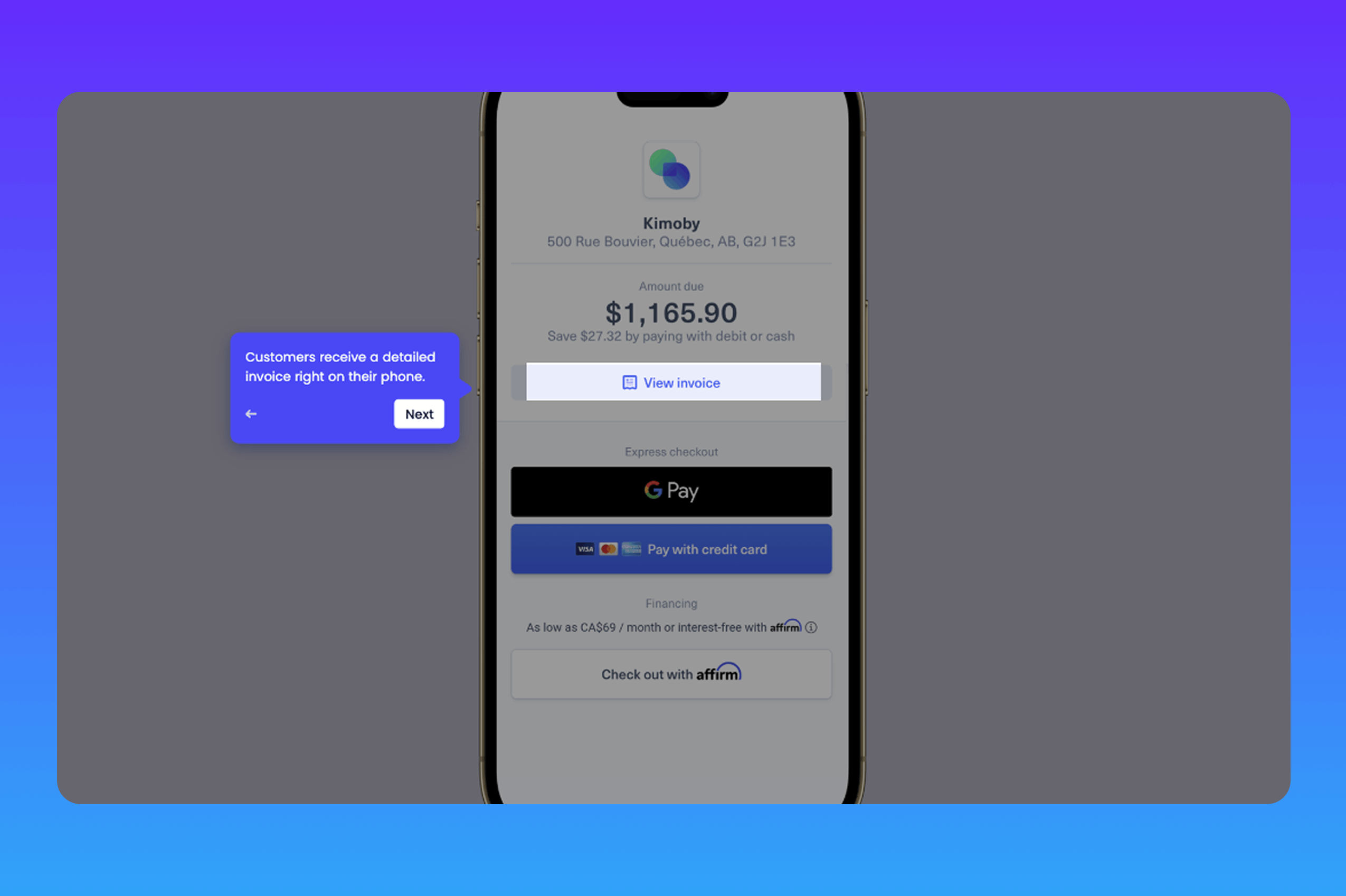 Payment request via text demo