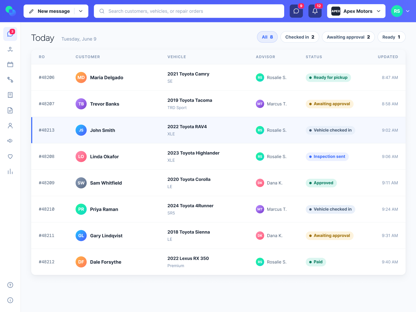 apex motors dashboard