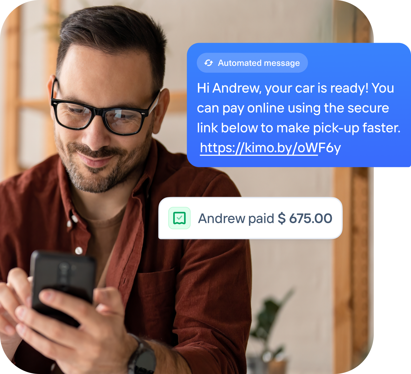 Text message to pay car service