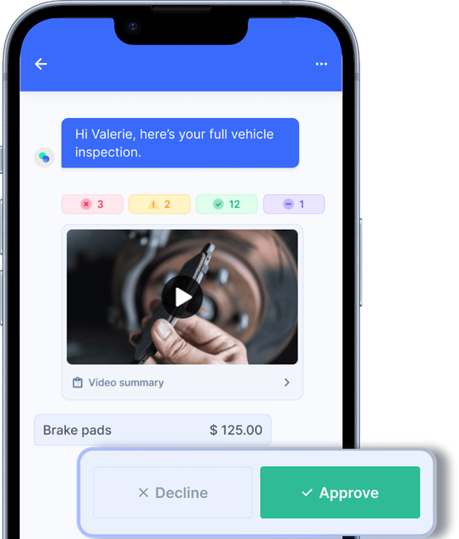 Kimoby digital estimate and inspection as the customer sees it on their phone